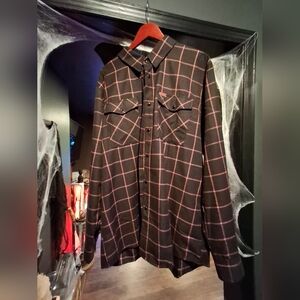 Men's Dixxon Flannel Gridlock 2XL Pearlsnap Black And Red